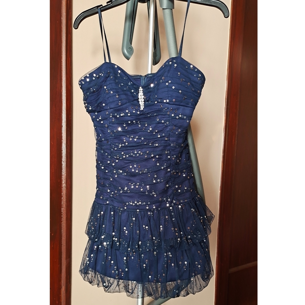 Beautiful dark blue sequin mini dress